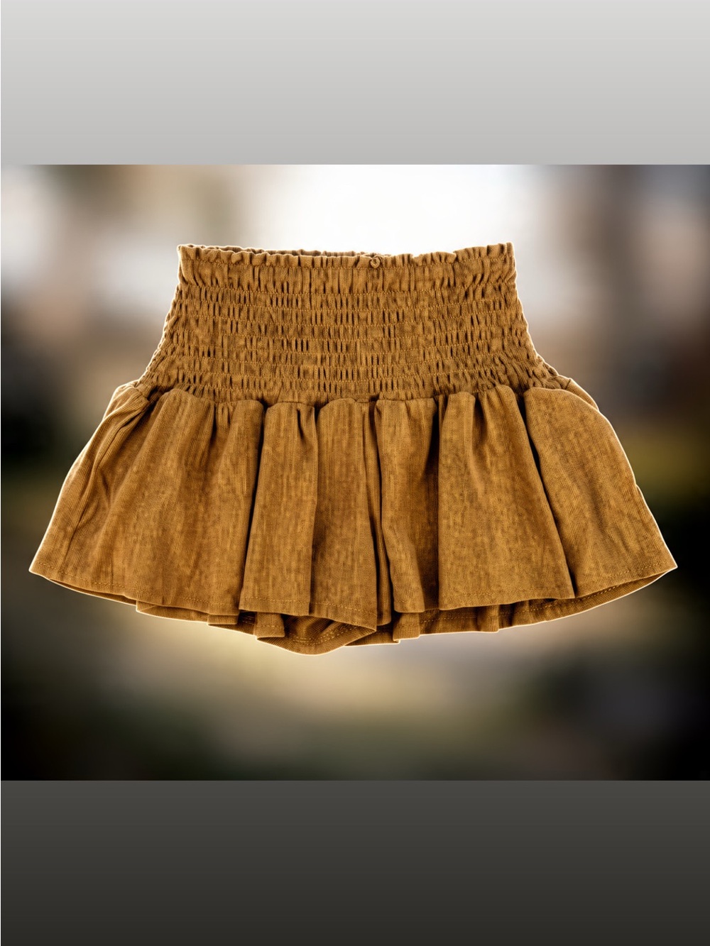 NWT Heyson Flattering Smocked Waist Textured Skirted Shorts - Tan